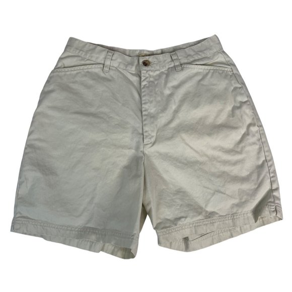 Vintage St. John's Bay Women's Flat Front Shorts 6" Inseam 8 Cream 100% Cotton - Picture 1 of 6